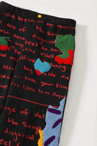 "Mindfullness" embroidered denim pants