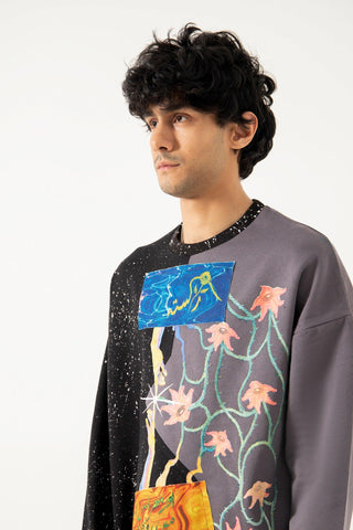 THE BEGINING - GREY/BLACK SWEATSHIRT - Rastah