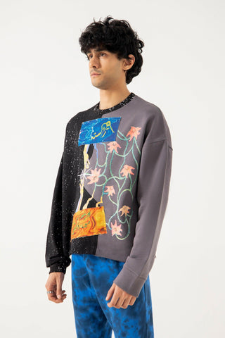 THE BEGINING - GREY/BLACK SWEATSHIRT - Rastah
