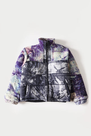 "Sandman" printed sherpa puffer jacket