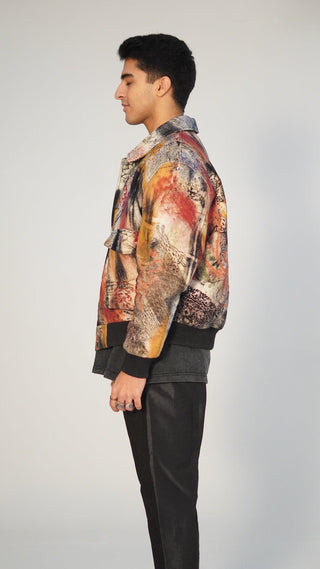 “LOST IN TRANSLATION” Abstract block-print Bomber jacket - Rastah