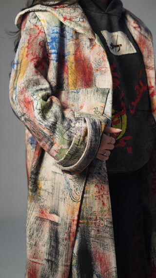 Hand Block Printed Pleated Long Coat - Rastah