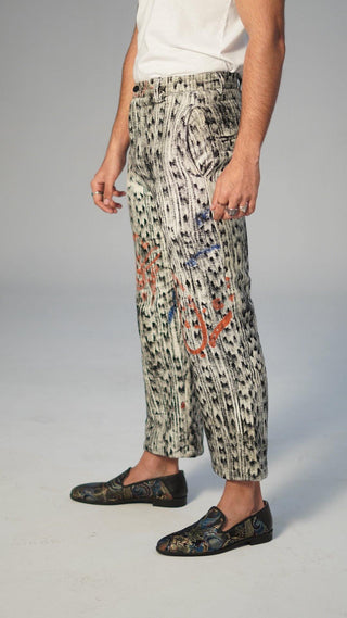 Motion Blur Block Print Hand-Woven Pant - Rastah