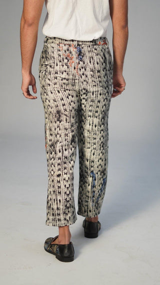 Motion Blur Block Print Hand-Woven Pant - Rastah