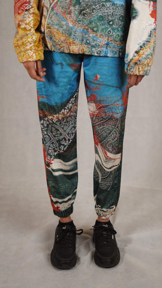 Hand Block Printed "RAVE" Velvet Sweatpants - Rastah