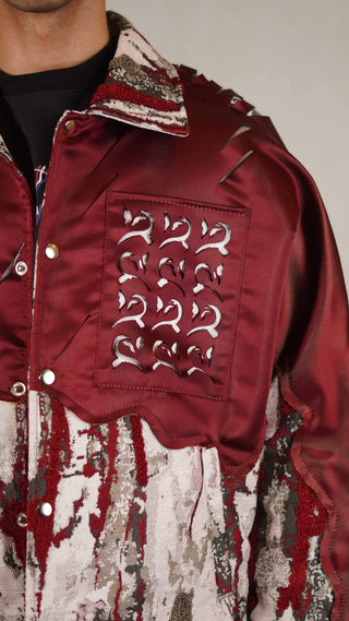 Silk and Jacquard Distressed Panel Jacket - Rastah