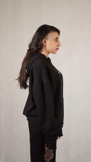 Black Oversized Logo Hoodie - Rastah