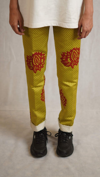 Lime green block printed trousers - Rastah