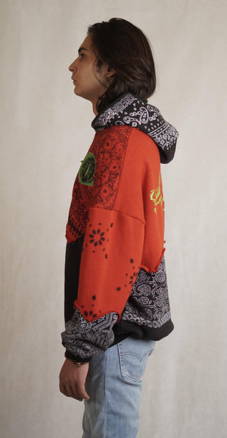Hand Block Printed "Lost Eyes" Hoodie - Rastah