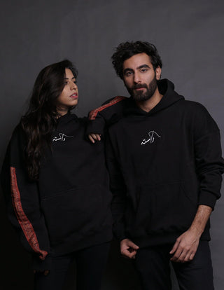 Hand Crafted Unisex Matte Black Mughal Horseback Hoodie - Rastah