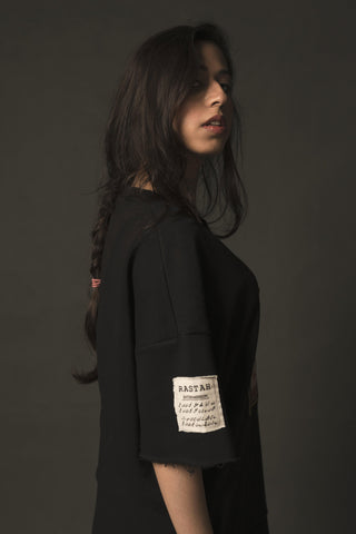 Hand Crafted Unisex Black Mughal Emperor T-Shirt (Cropped Fit) - Rastah