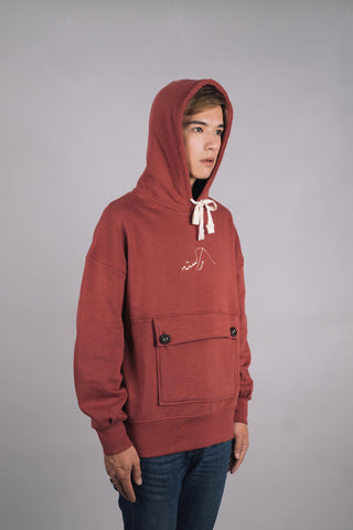 Brick Pink Envelope Pocket Hoodie - Rastah