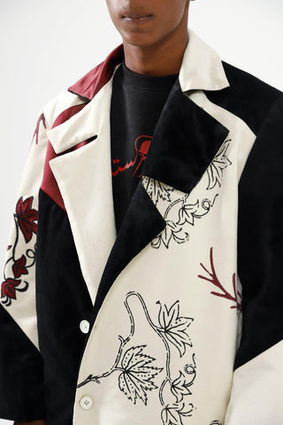 BLOCK PRINTED VELVET LONG COAT - Rastah