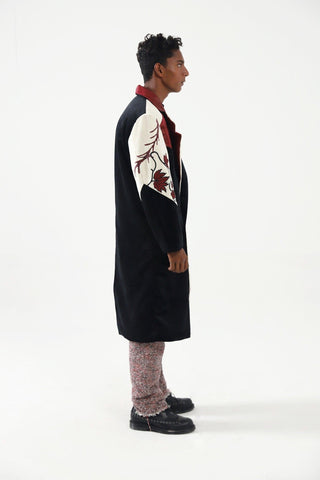 BLOCK PRINTED VELVET LONG COAT - Rastah