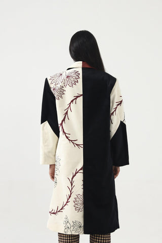 BLOCK PRINTED VELVET LONG COAT - Rastah