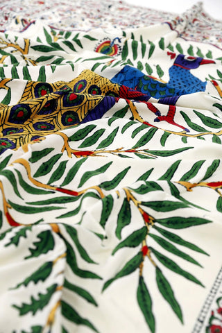 LARGE PEACOCK BLOCK PRINTED WALL TAPESTRY - Rastah