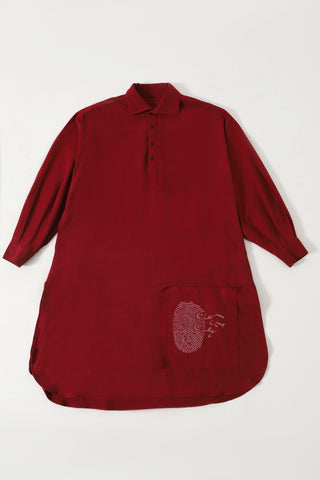 MAROON HANDWOVEN KAMEEZ - Rastah