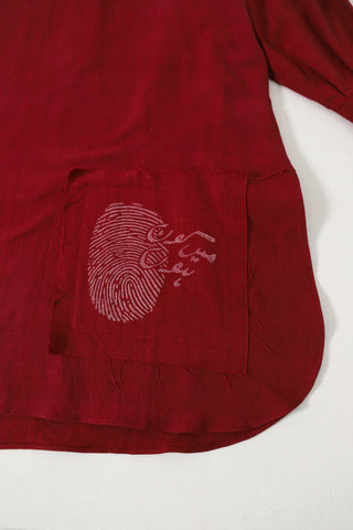 MAROON HANDWOVEN KAMEEZ - Rastah