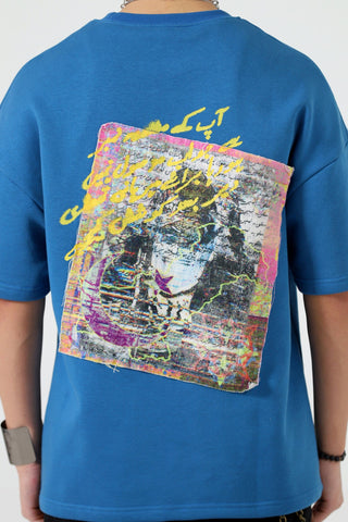 "+92" royal blue patch T-shirt