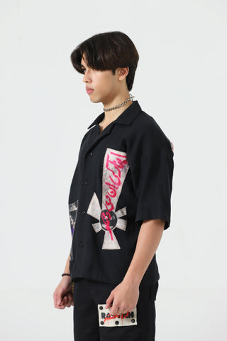 "In your heart" patchwork button-down