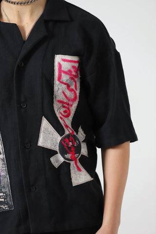 "In your heart" patchwork button-down
