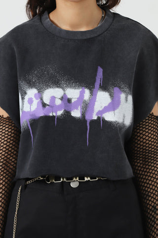Acid wash logo crop top