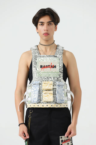 Rastah tactical block print vest