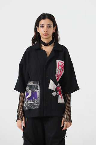 "In your heart" patchwork button-down