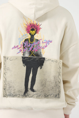 "Rebellion" beige screen printed hoodie