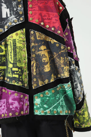 Reversible leather patch jacket