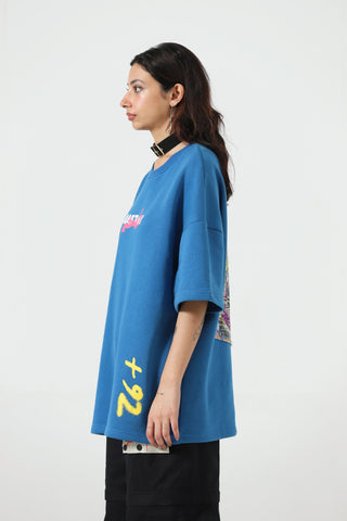 "+92" royal blue patch T-shirt