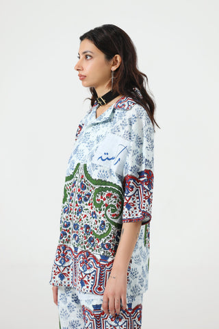 "Kahani" hand block printed polo shirt