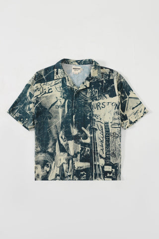 Printed handwoven button-down
