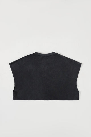 Acid wash logo crop top