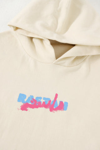 "Rebellion" beige screen printed hoodie