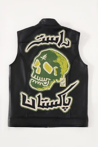 Handcrafted leather patch vest