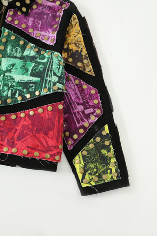 Reversible leather patch jacket