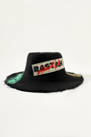 Handwoven patch bucket hat