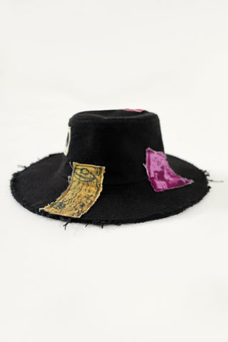 Handwoven patch bucket hat