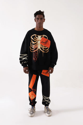 "BREATH OF FIRE" HANDPRINTED SWEATPANTS - Rastah