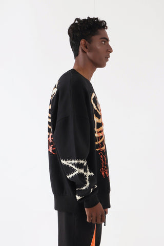 "BREATH OF FIRE" HAND PRINTED SWEATSHIRT - Rastah