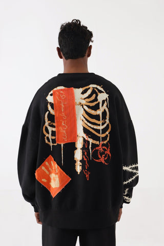 "BREATH OF FIRE" HAND PRINTED SWEATSHIRT - Rastah