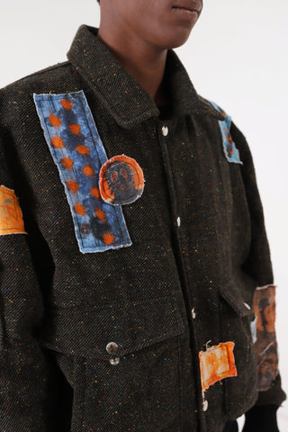 PATCHWORK HANDWOVEN BOMBER JACKET - Rastah