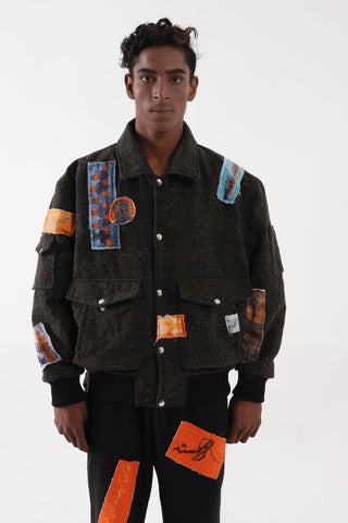 PATCHWORK HANDWOVEN BOMBER JACKET - Rastah