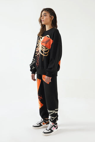 "BREATH OF FIRE" HAND PRINTED SWEATSHIRT - Rastah