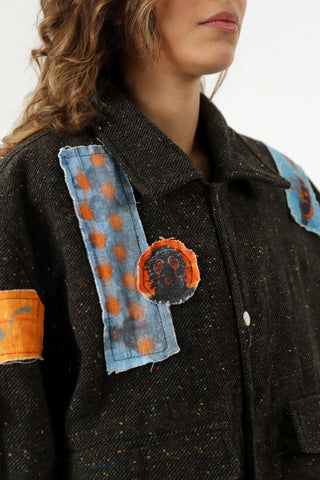 PATCHWORK HANDWOVEN BOMBER JACKET - Rastah