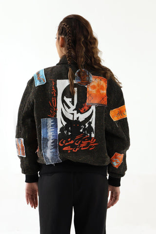 PATCHWORK HANDWOVEN BOMBER JACKET - Rastah