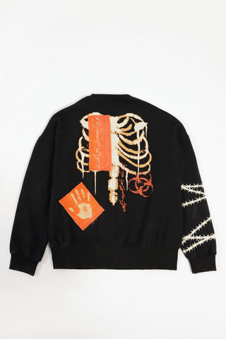 "BREATH OF FIRE" HAND PRINTED SWEATSHIRT - Rastah