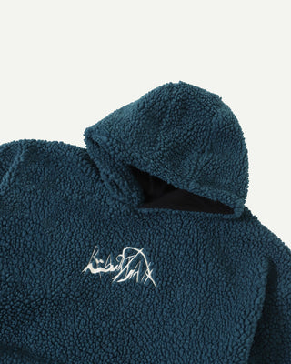 Blue sherpa logo hoodie