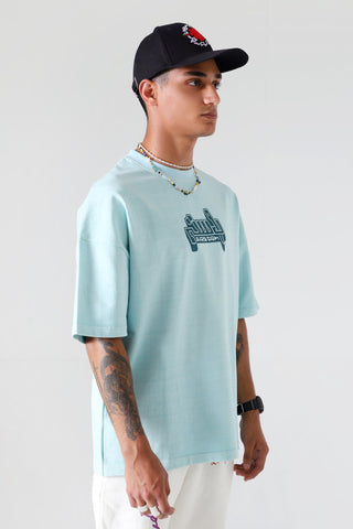 "Aqua" garment dyed logo T-shirt